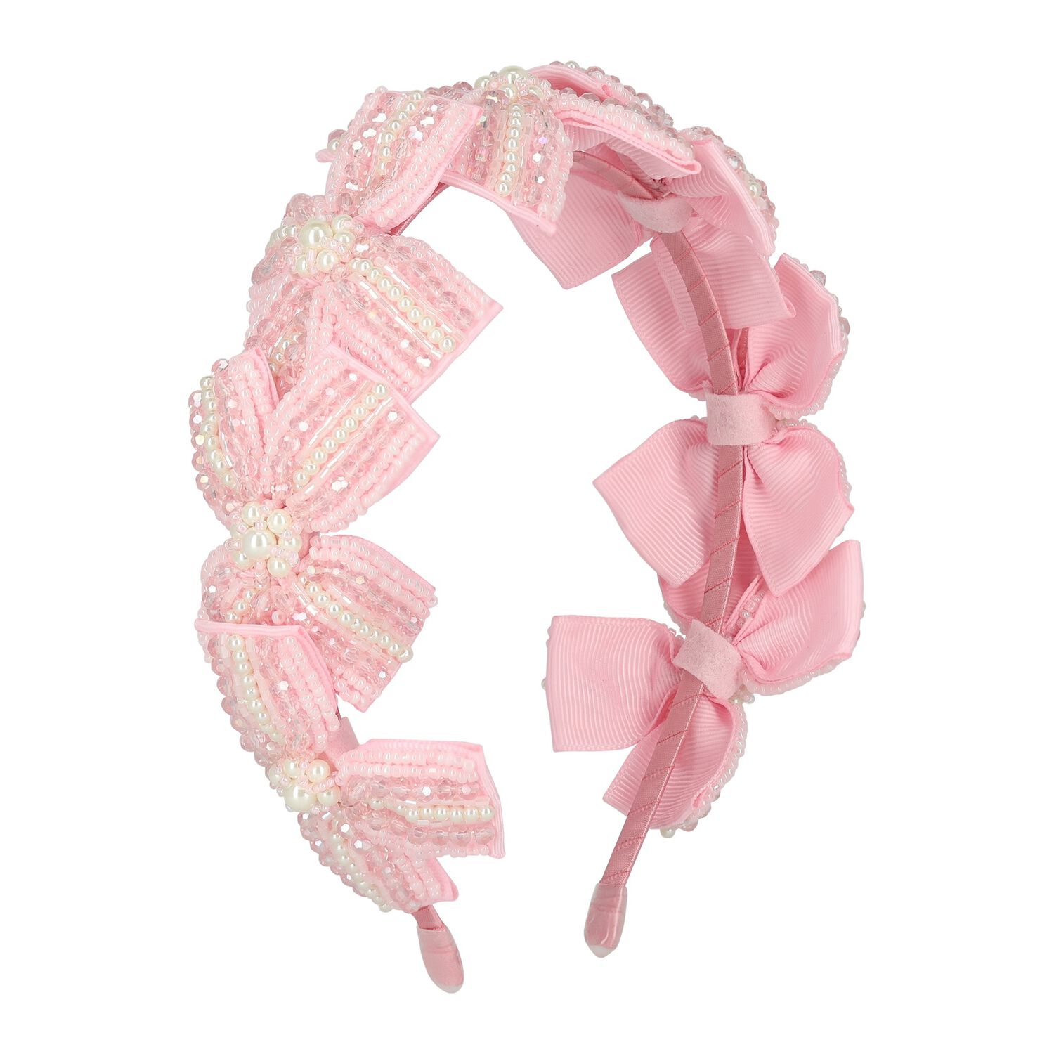 Girls Pink Embellished Crystal & Pearl Headband, 1, hi-res image number null