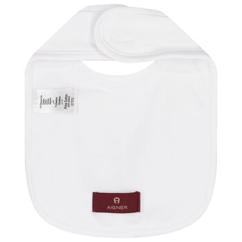 Baby Boys White Logo Bib