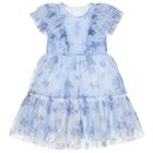 Girls Blue Ruffle Dress, 1, hi-res