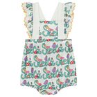 Baby Girls Ivory Floral Logo Romper, 1, hi-res