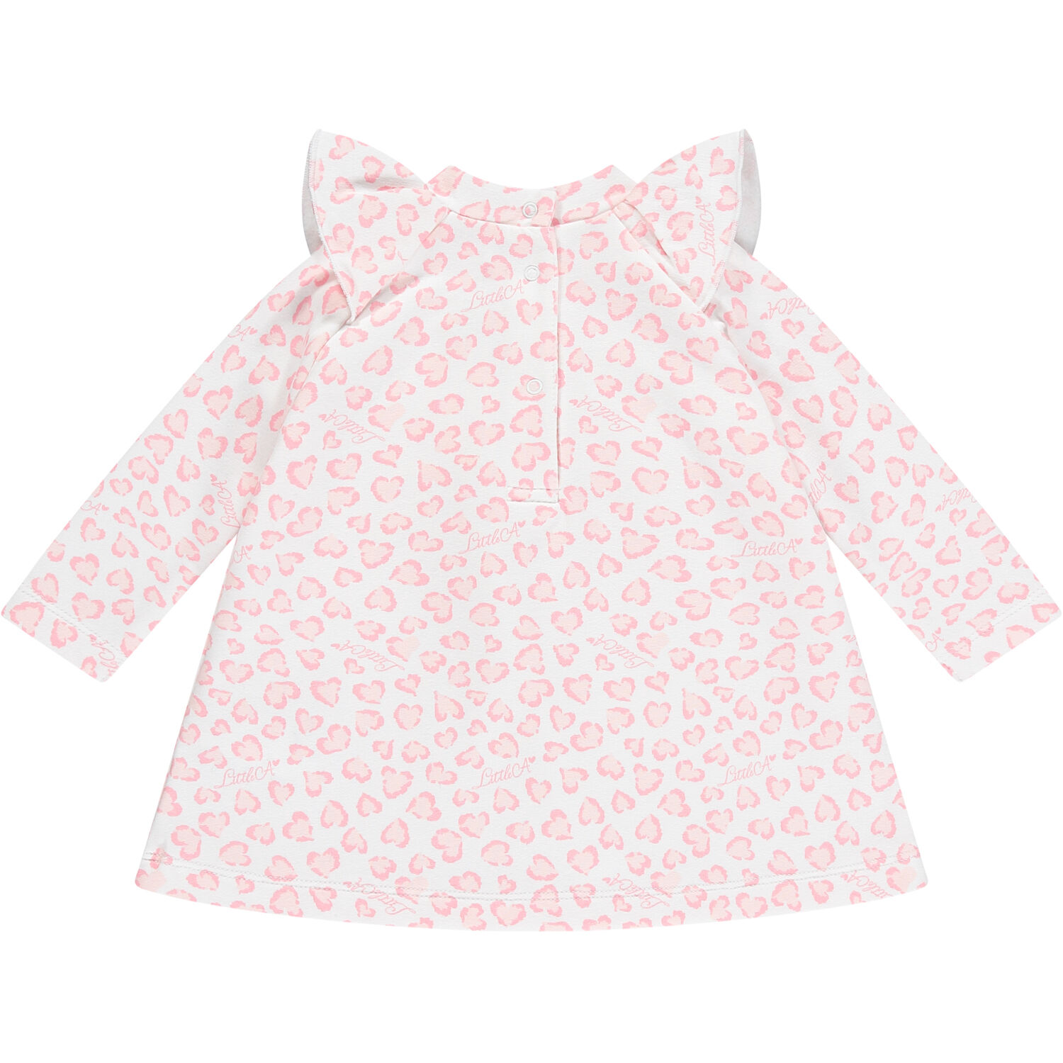 Baby Girls White & Pink Hearts Dress, 1, hi-res