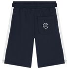 Boys Navy Blue Logo Shorts, 1, hi-res