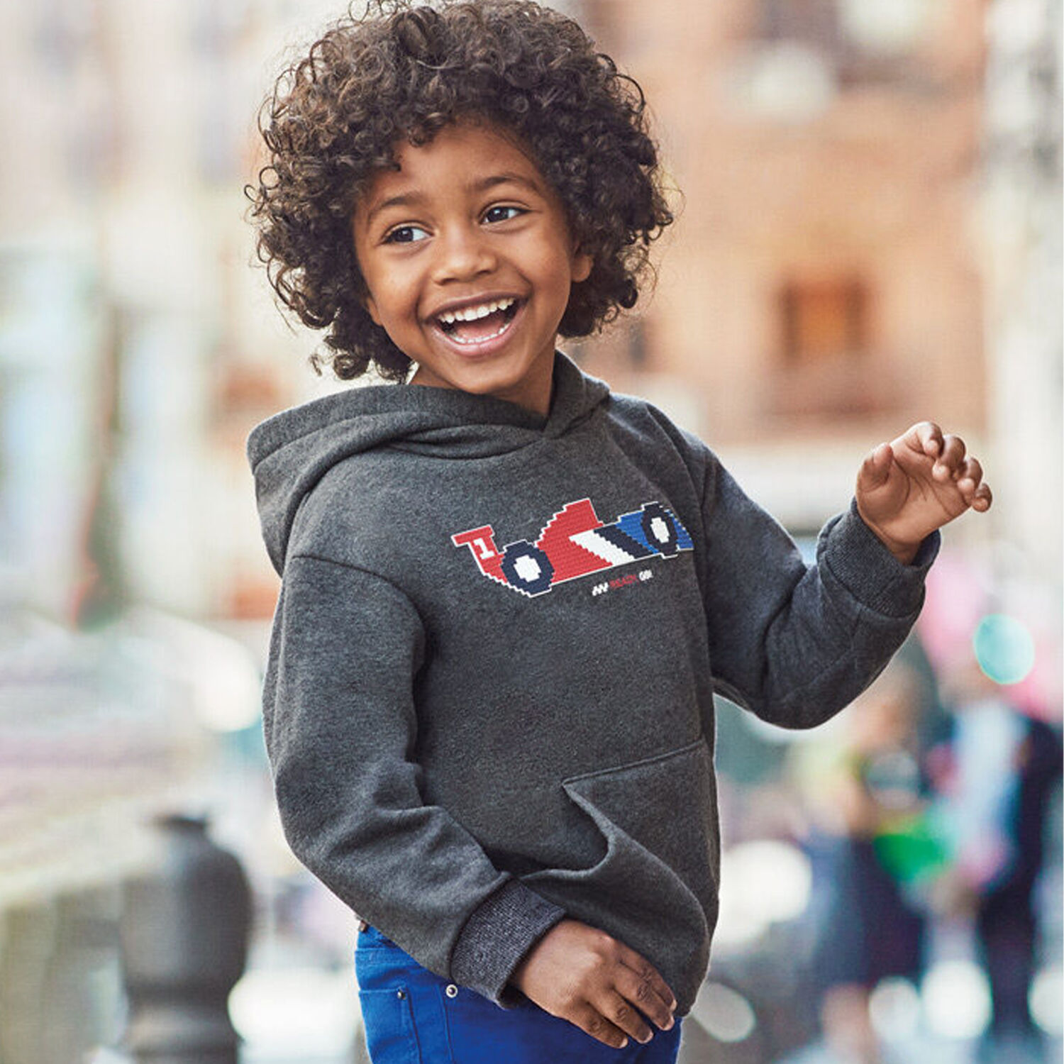 Boys Grey Race Car Hooded Top, 1, hi-res image number null