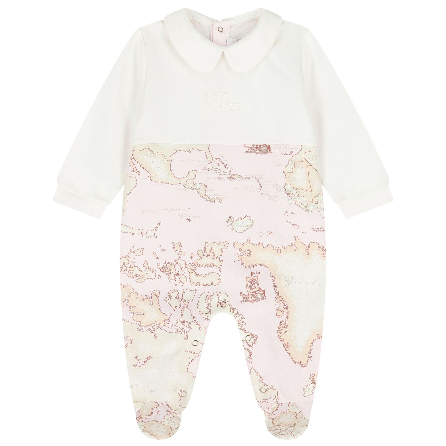 Baby Girls Ivory, Beige & Pink Geo Map Babygrow Gift Set, 1, hi-res