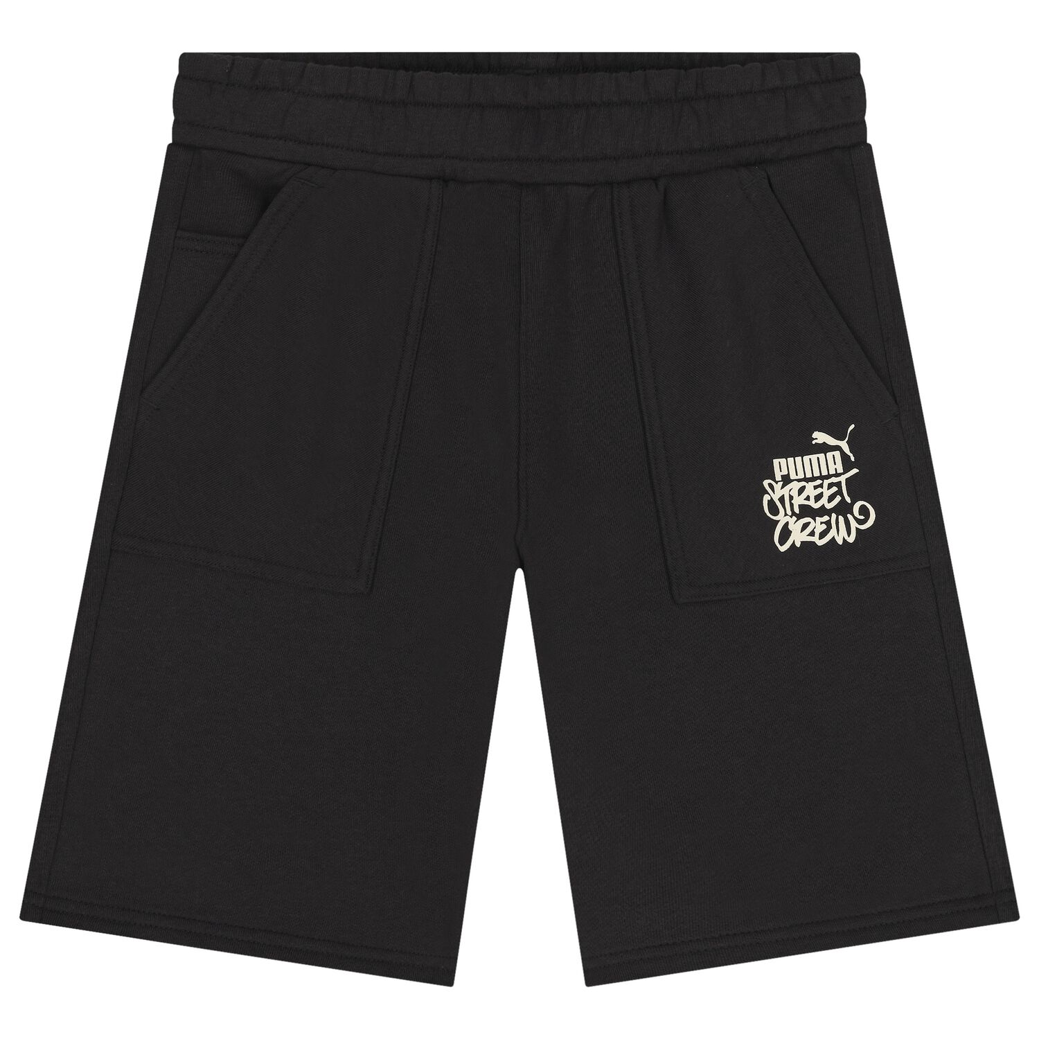 Boys Black Logo Shorts, 1, hi-res
