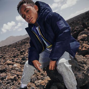 سترة منفوخة زرقاء داكنة للأولاد