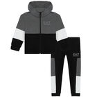 Boys Black & Grey Logo Tracksuit, 1, hi-res