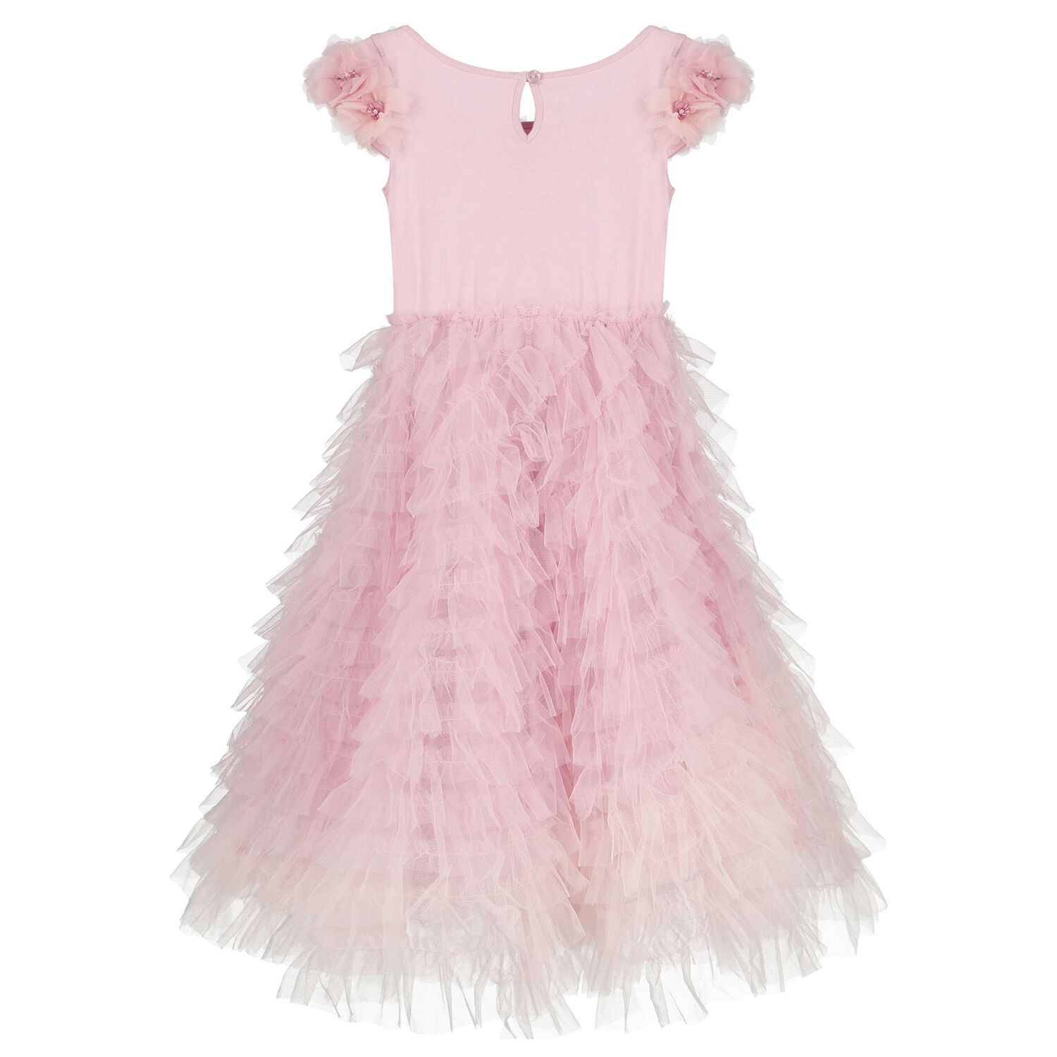 Girls Pink Sequin Embellished Tulle Dress , 1, hi-res