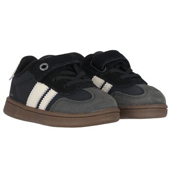 Younger Boys Black & White Trainers