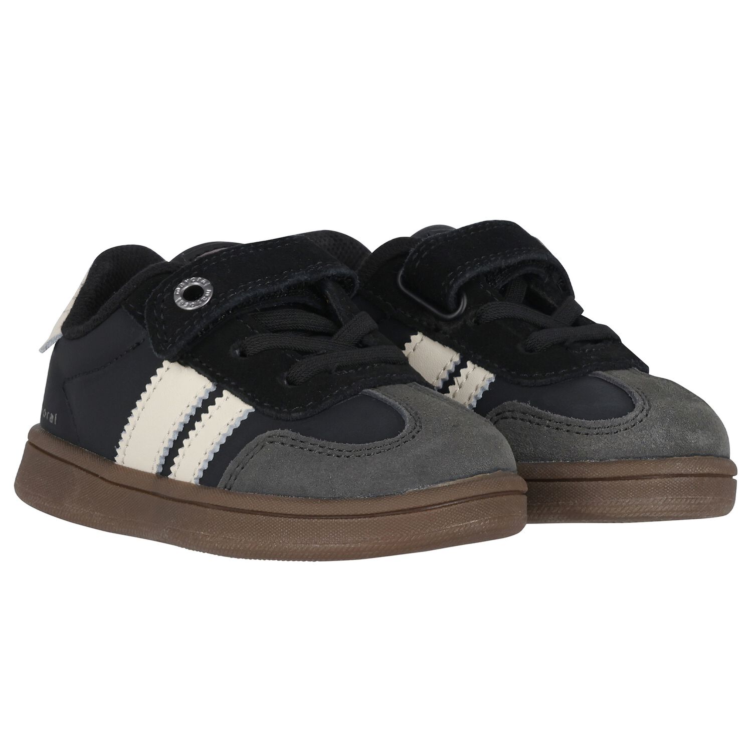 Younger Boys Black & White Trainers, 2, hi-res image number null