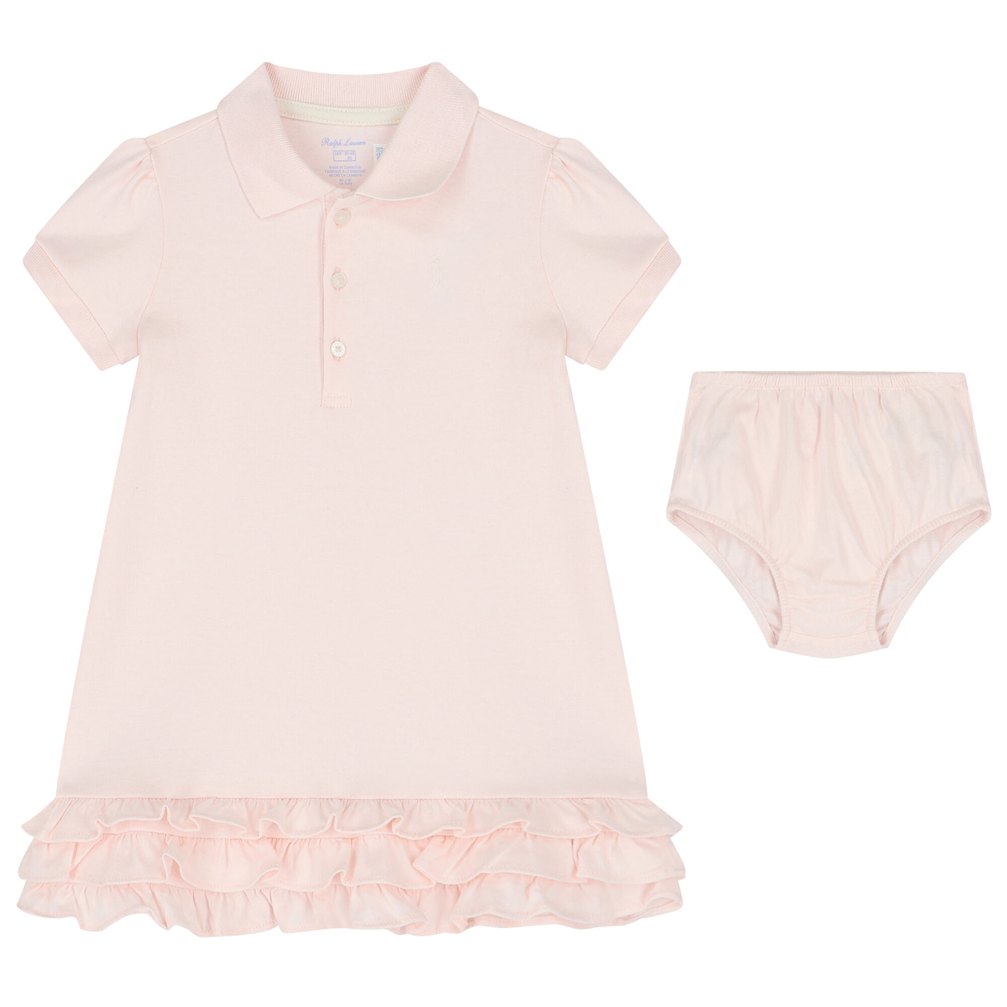 Ralph Lauren Baby Girls Pink Polo Dress Set Junior Couture QA