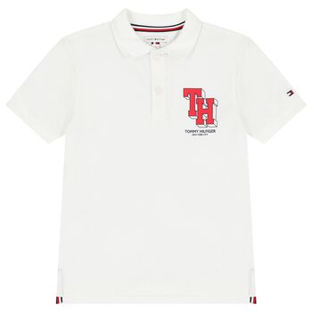 Boys White Logo Polo Shirt