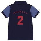 Boys White & Navy Blue Logo Polo Shirt, 1, hi-res