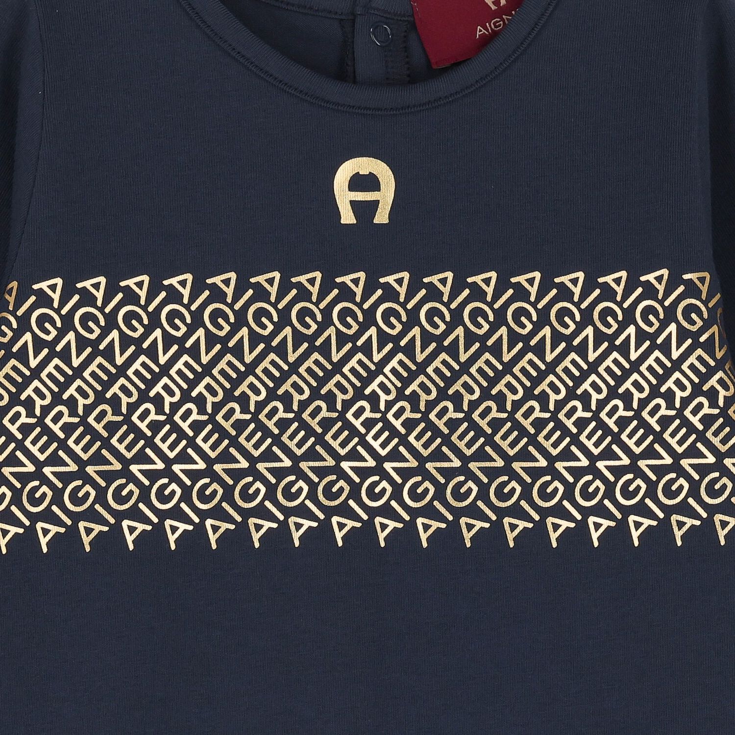 Boys Navy Blue & Gold Logo Babygrow & Hat Gift Set, 1, hi-res