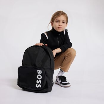 Boys Black Logo Backpack