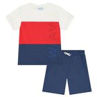 Boys White, Red & Blue Shorts Set, 3, hi-res
