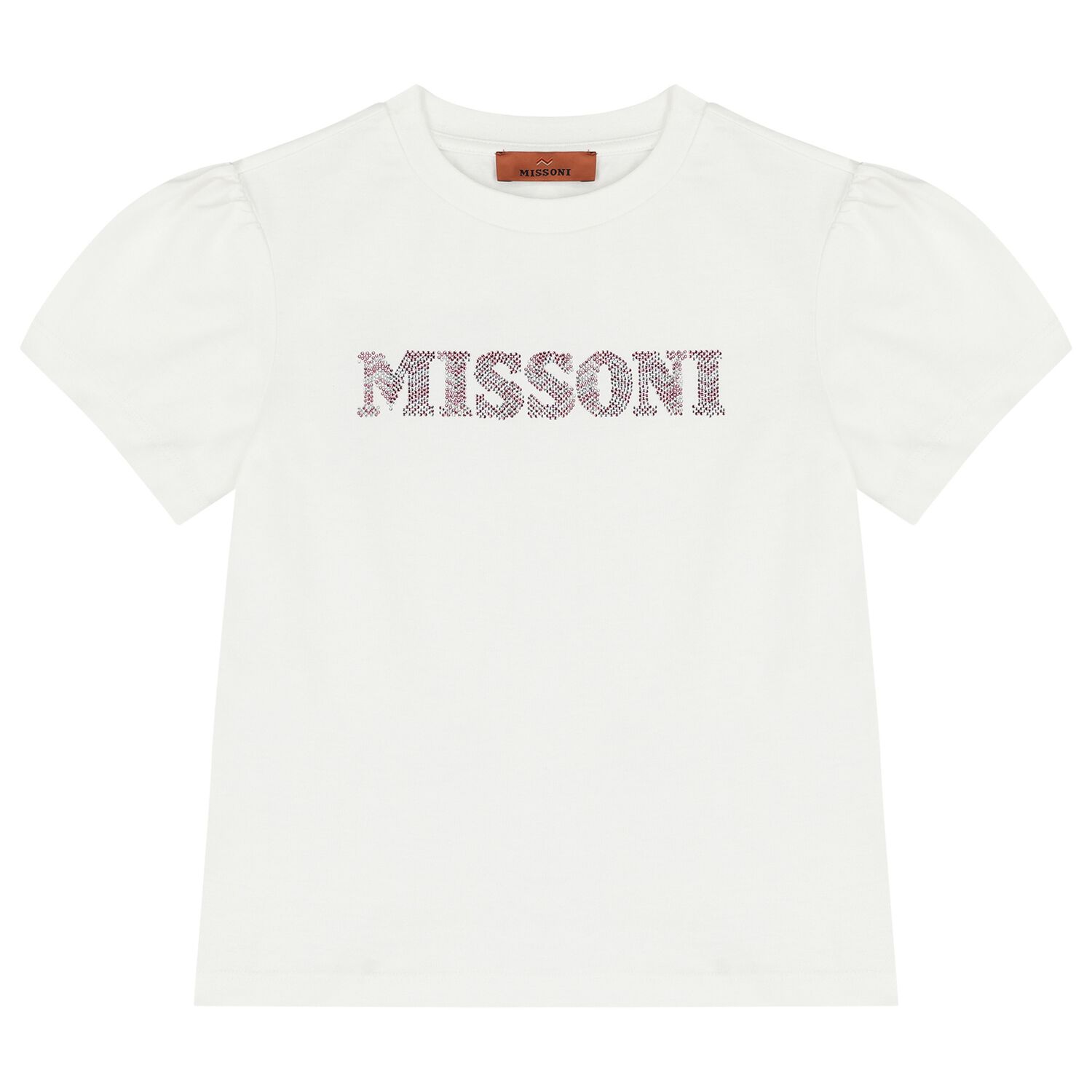 Girls White Rhinestone Logo Blouse, 1, hi-res