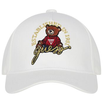 Boys White Teddy Bear Cap