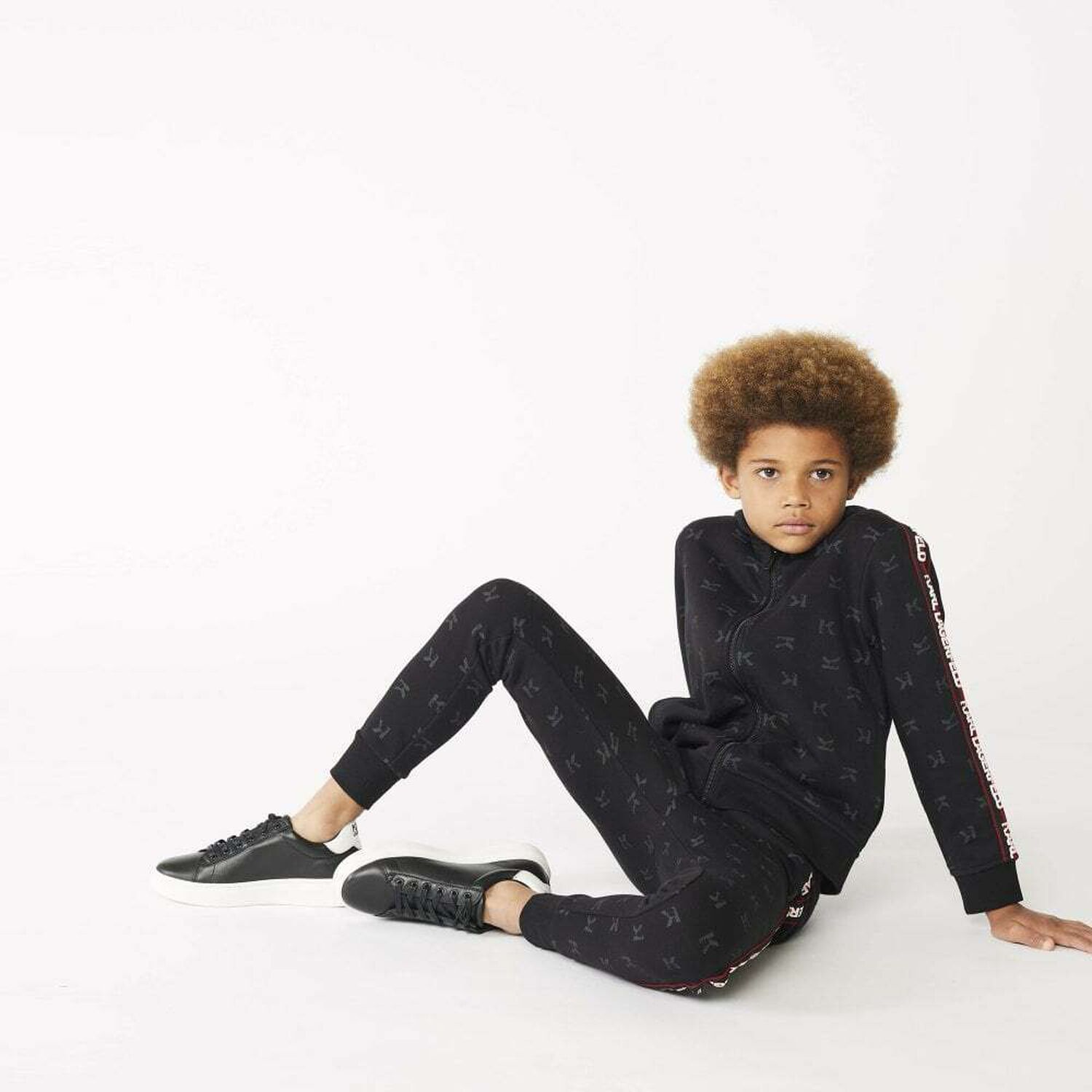 Boys Black Logo Zip Up Top, 1, hi-res image number null