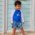 Baby Boys Blue Puffer Fish Swim Shorts, 1, hi-res