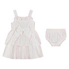 Baby Girls White & Pink Striped Dress Set, 1, hi-res