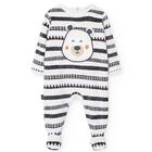 Ivory Teddy Bear Velour Babygrow, 1, hi-res