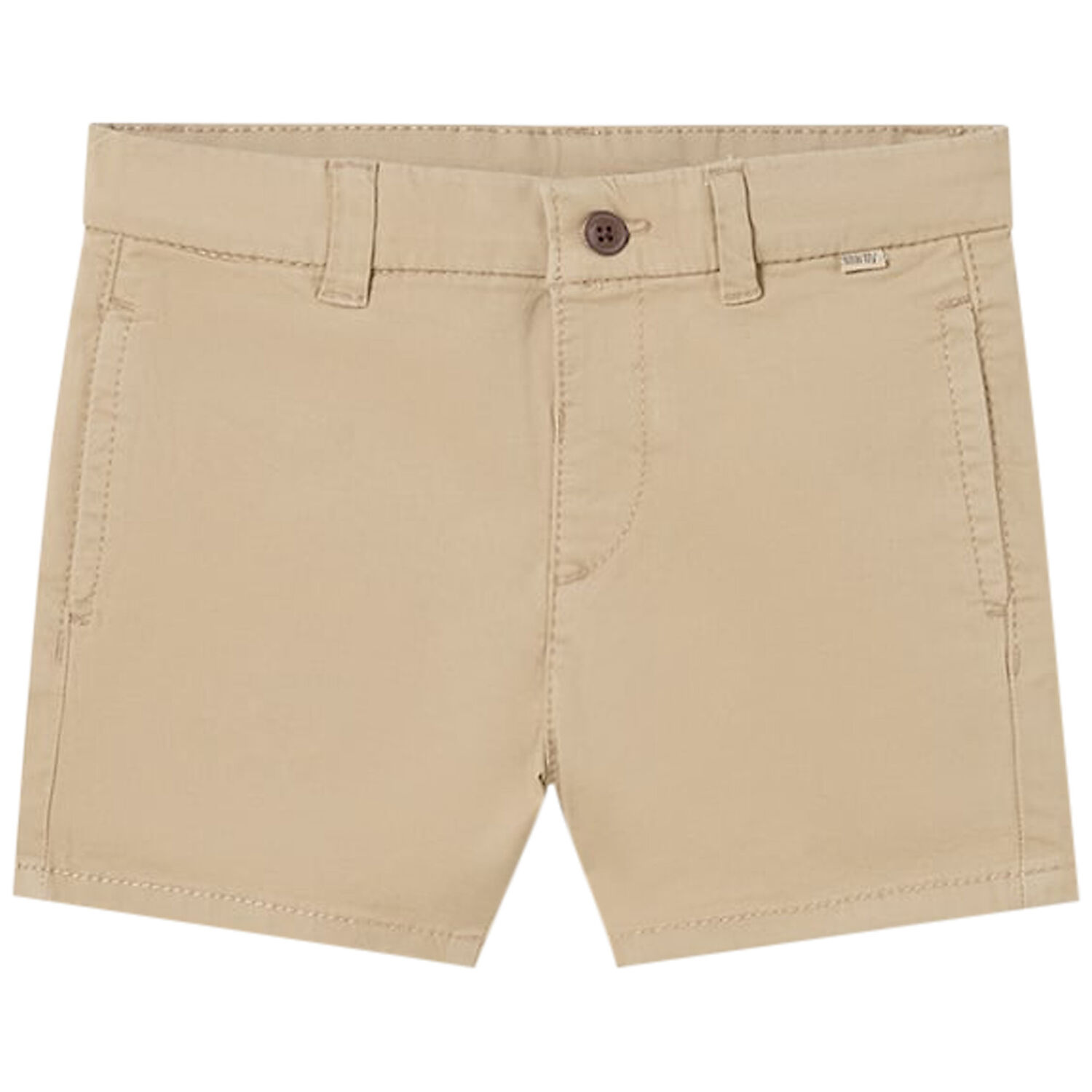 Younger Boys Beige Cotton Twill Shorts, 2, hi-res