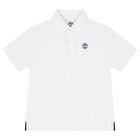 Boys White Logo Polo Shirt, 1, hi-res