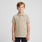 Boys Beige Logo Polo Shirt, 1, hi-res