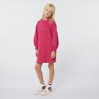 Girls Pink Logo Hooded Dress, 1, hi-res