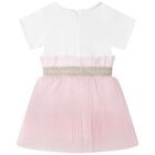 Younger Girls White & Pink Logo Dress, 1, hi-res