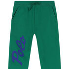 Boys Green Logo Joggers, 2, hi-res