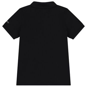 شيرت بولو للأولاد بالشعار باللون الأبيض والأسود