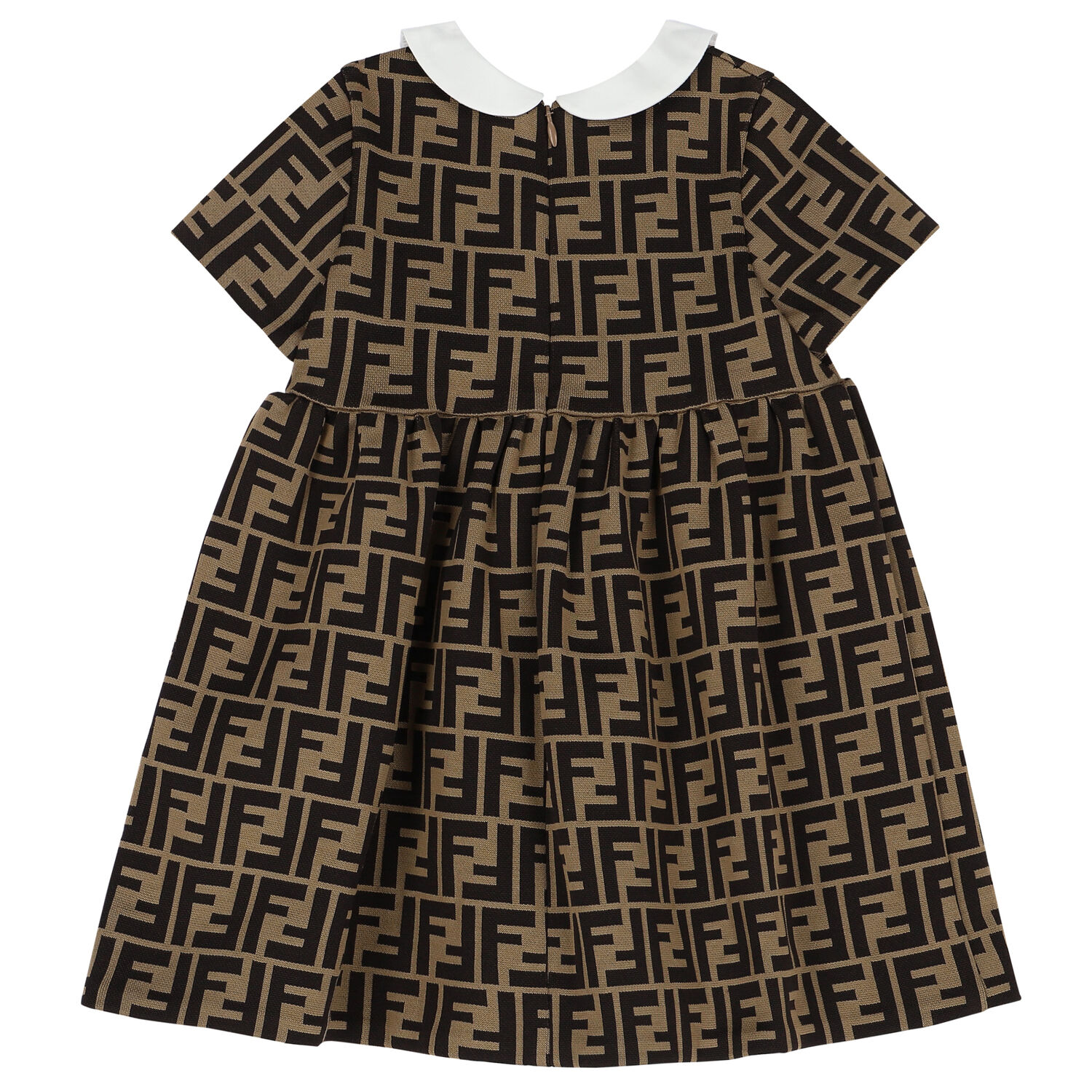 Baby Girls Beige FF Logo Dress, 1, hi-res image number null
