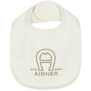 Ivory & Gold Pima Cotton Logo Bib