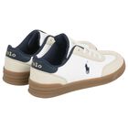 Boys White & Beige Logo Trainers, 1, hi-res