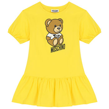 Girls Yellow Teddy Bear Logo Dress