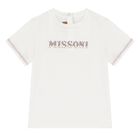 تيشيرت أولاد بالشعار باللون الأبيض, 1, hi-res