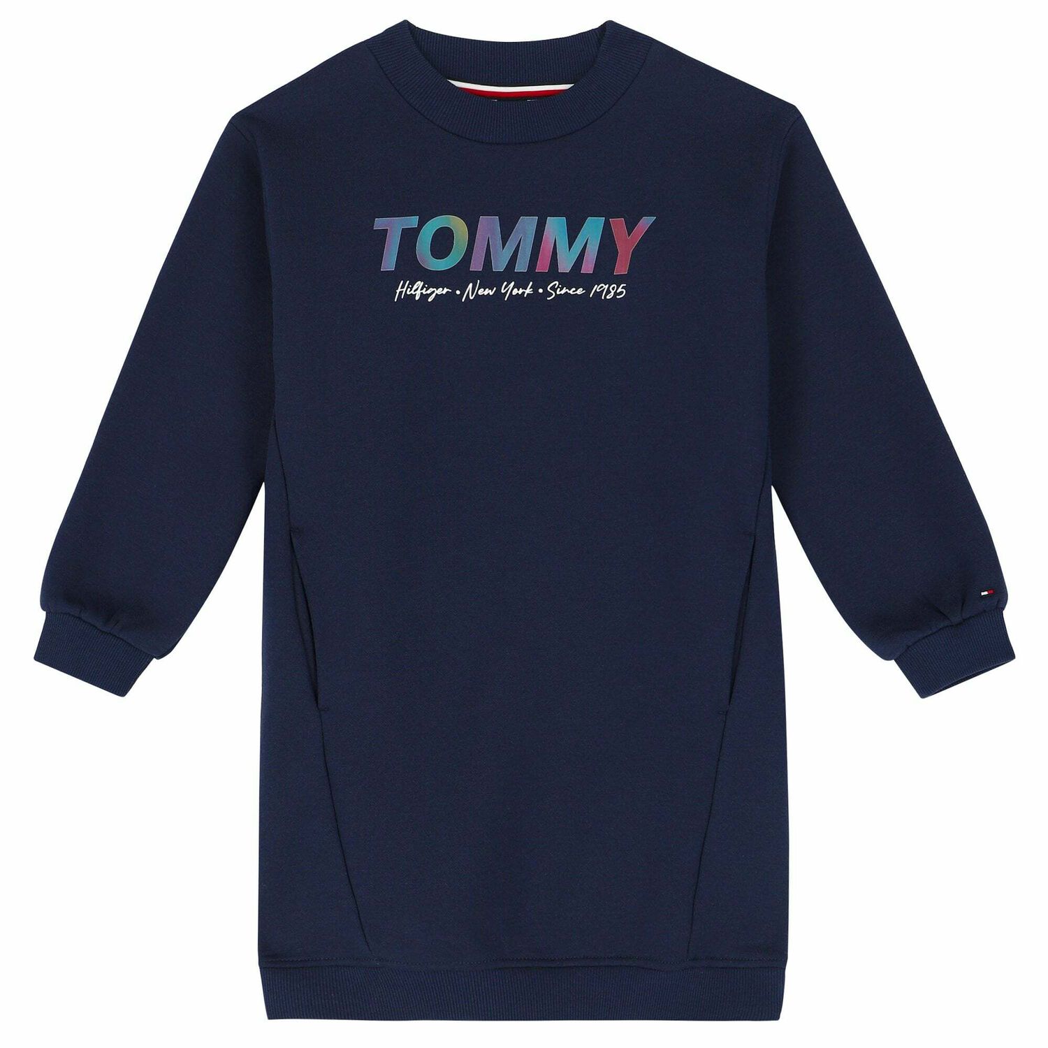 فستان سويت شيرت بالشعار باللون الكحلى, 1, hi-res image number null