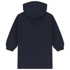 Girls Navy Blue Logo Hooded Dress, 1, hi-res