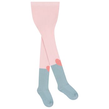 Girls Pink & Blue Heart Tights