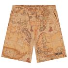 Boys Black & Beige Geo Map Shorts Set, 1, hi-res