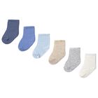 Baby Boys Beige, Blue & Ivory Socks ( 6 Pack ), 3, hi-res