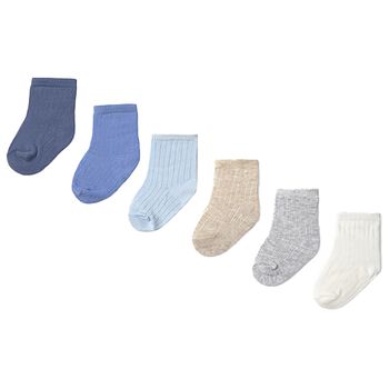 Baby Boys Beige, Blue & Ivory Socks ( 6 Pack )
