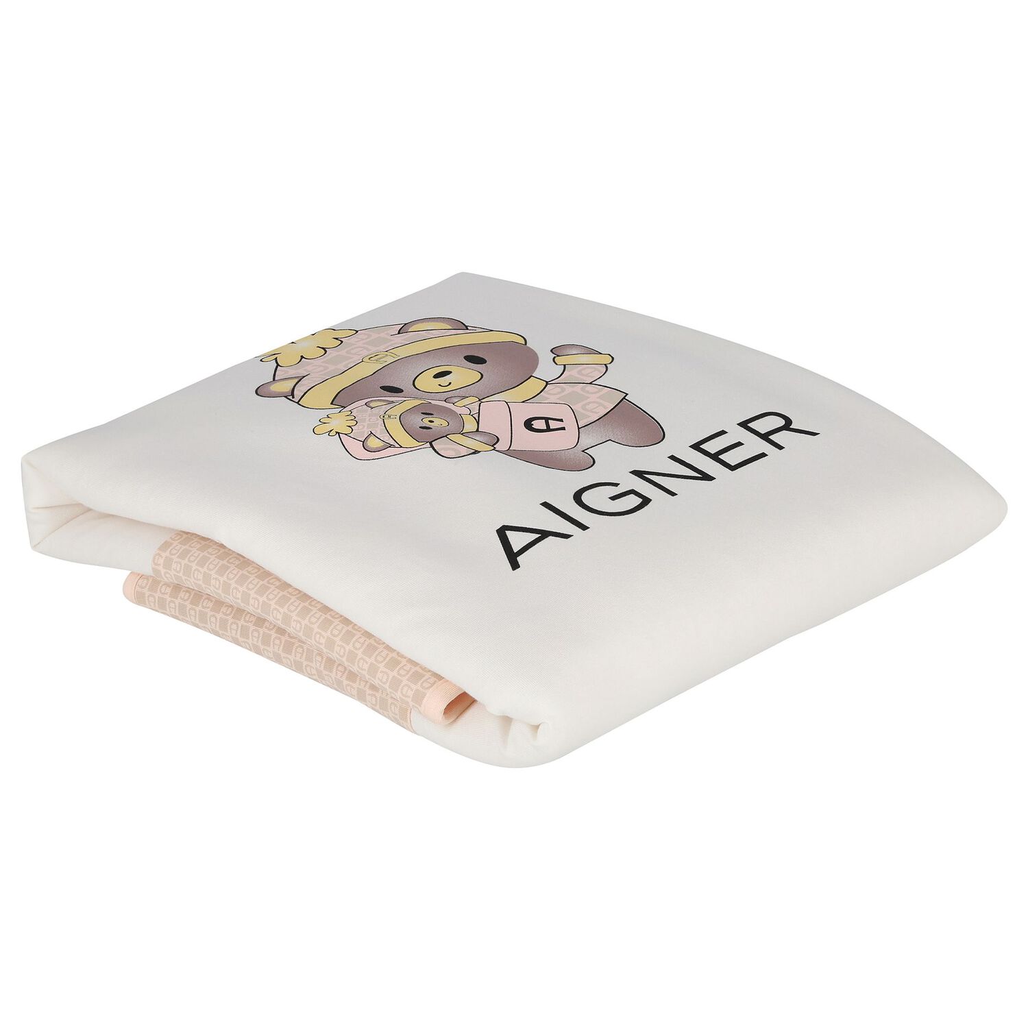 بطانيه للبنات بالشعار بشكل تيدى بير باللون الوردى و العاجى , 3, hi-res