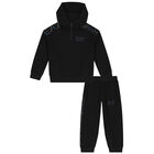 Boys Black Iridescent Logo Tracksuit, 1, hi-res