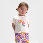 Younger Girls Ivory & Purple Shorts Set, 1, hi-res