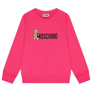 Girls Pink Teddy Bear Logo Sweatshirt