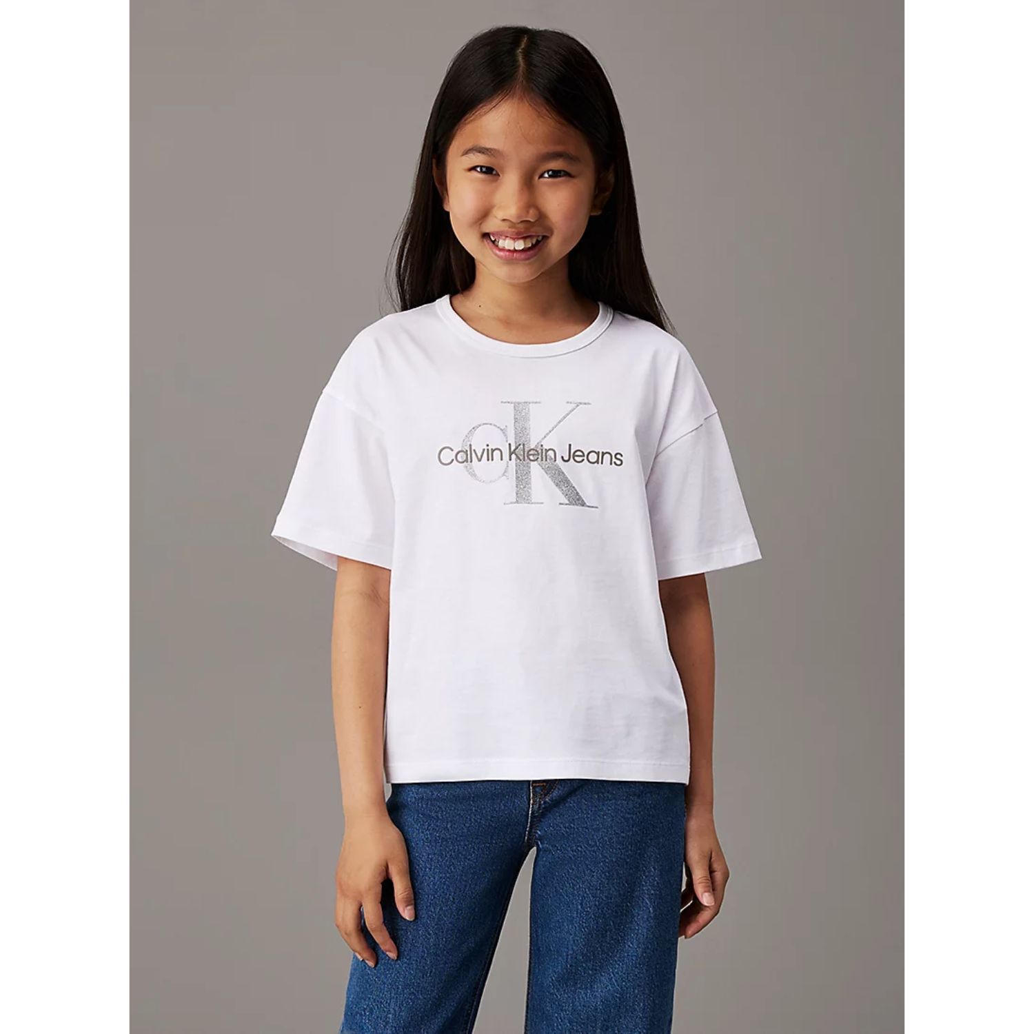 Girls White Logo T-Shirt, 2, hi-res image number null