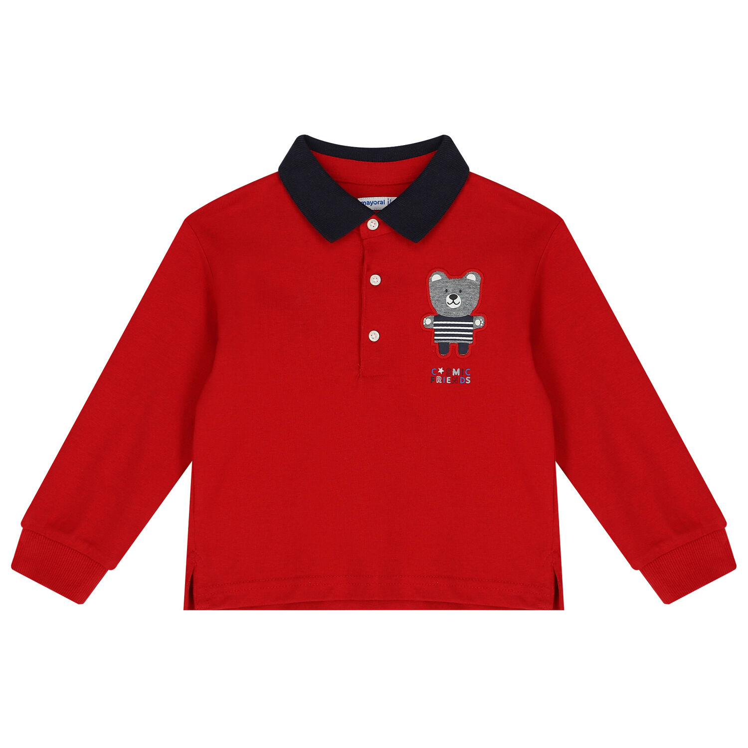 Younger Boys Red Teddy Bear Polo Shirt, 1, hi-res image number null